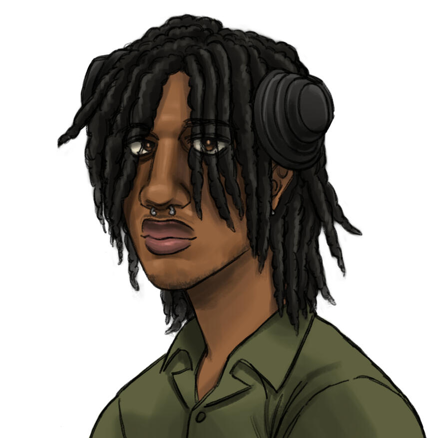 An illustrated portrait of Ashton.