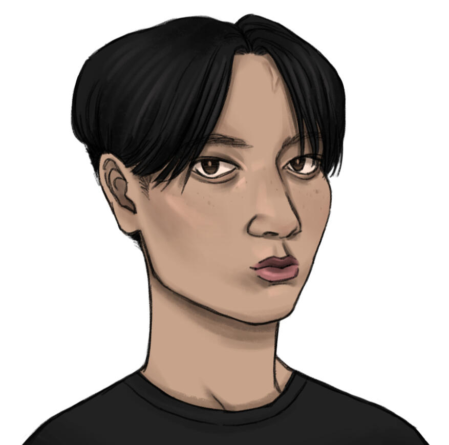 An illustrated portrait of Ku.