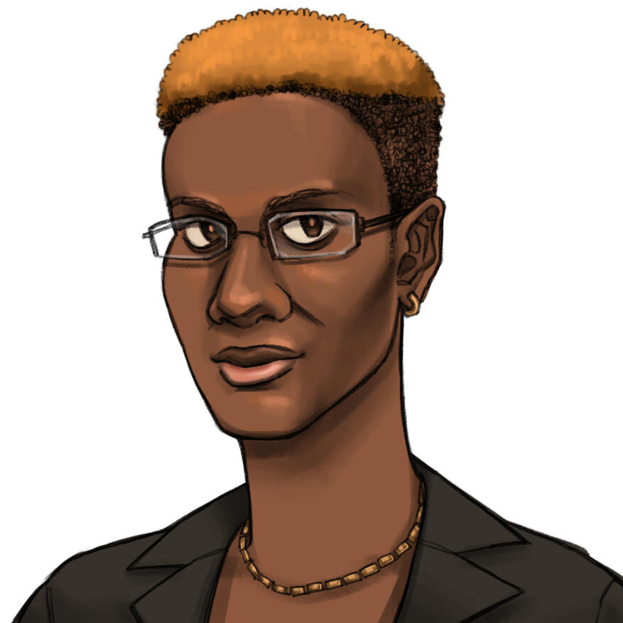 An illustrated portrait of Xander.